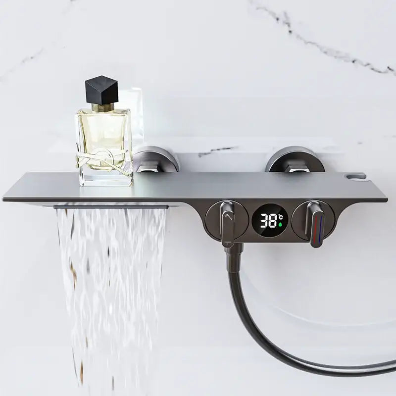 Modern black digital display shower mixer bathroom temperature panel