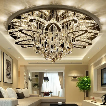 Modern black dimmable led crystal chandelier dining room light