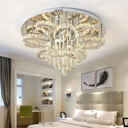 Modern black dimmable led crystal chandelier dining room light