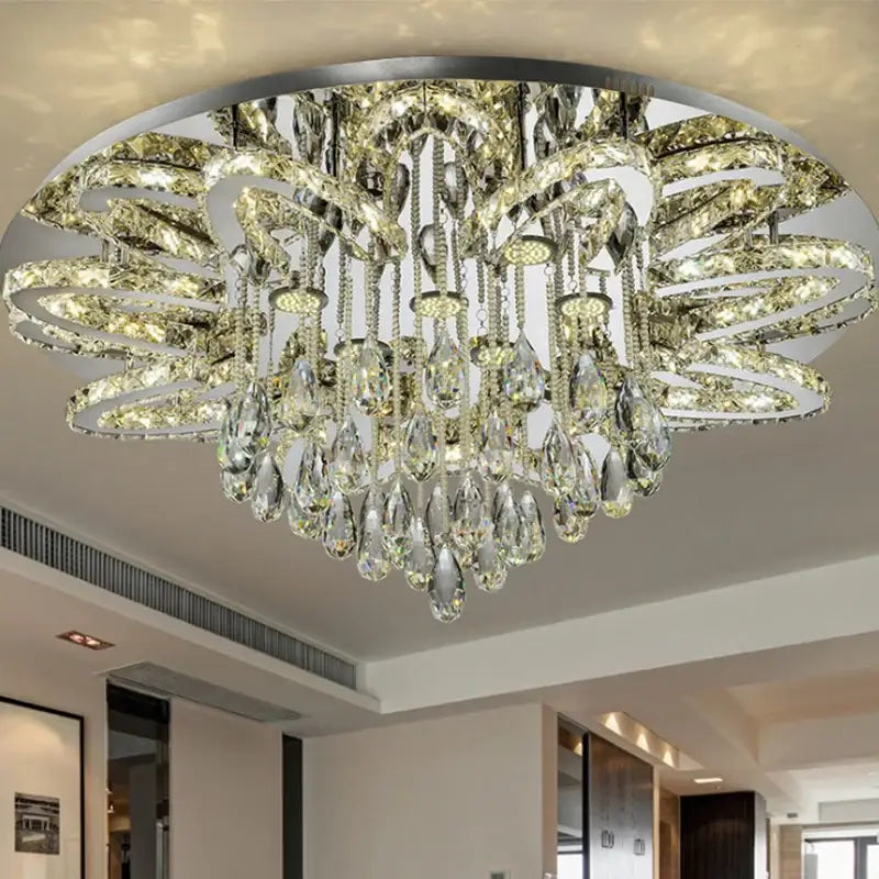 Modern black dimmable led crystal chandelier dining room light