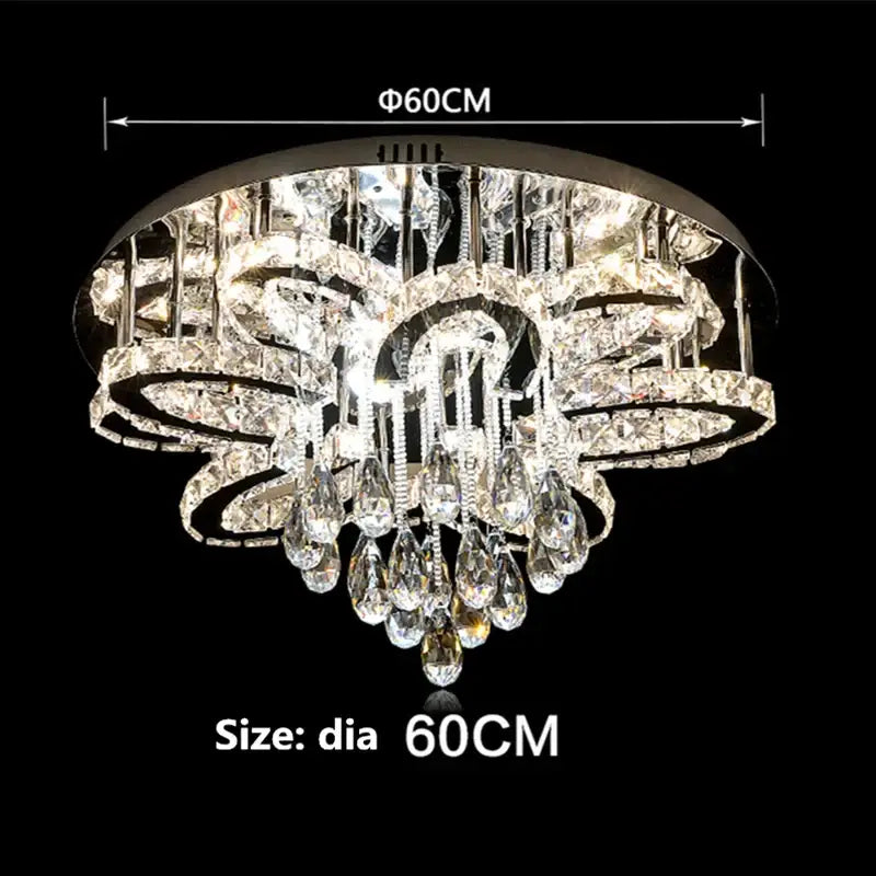 Modern black dimmable led crystal chandelier dining room light