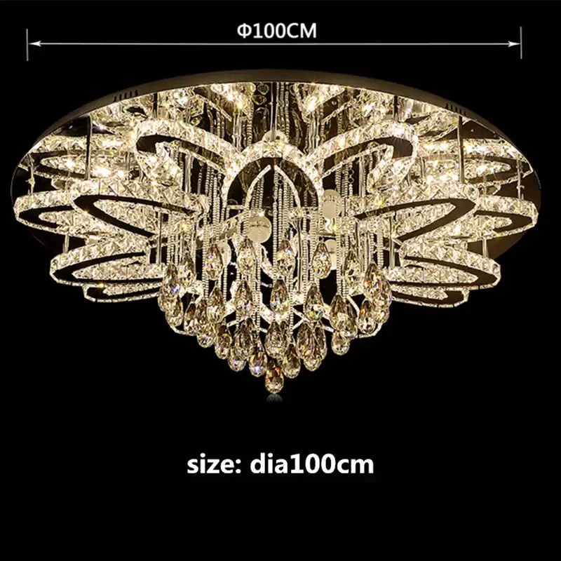 Modern black dimmable led crystal chandelier dining room light