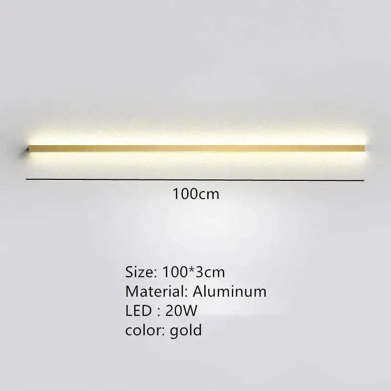 Modern black dimmable long wall lamp for bedroom ambient lighting