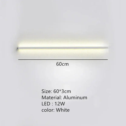 Modern black dimmable long wall lamp for bedroom ambient lighting