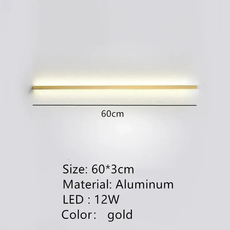 Modern black dimmable long wall lamp for bedroom ambient lighting