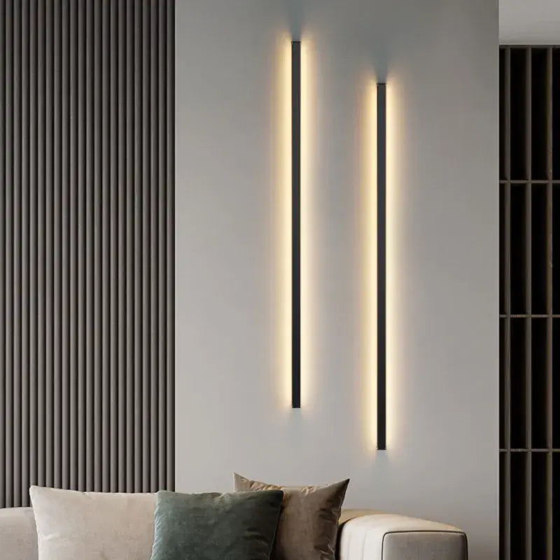 Modern black dimmable long wall lamp for bedroom ambient lighting