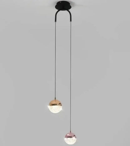 Modern black double glass ball pendant light for bedroom ceiling