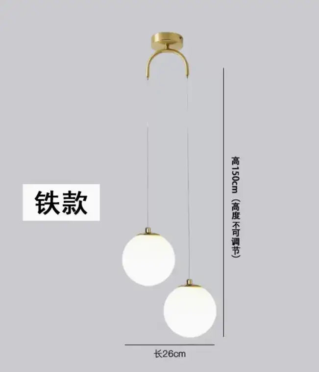 Modern black double glass ball pendant light for bedroom ceiling