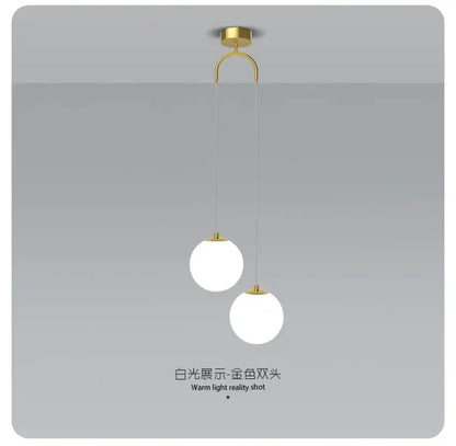 Modern black double glass ball pendant light for bedroom ceiling