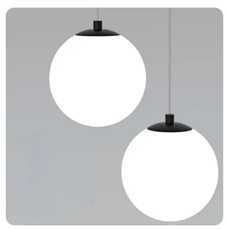 Modern black double glass ball pendant light for bedroom ceiling