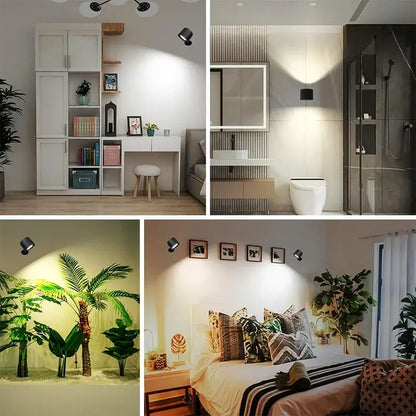 Modern black double head led wall lamp bedroom spotlight