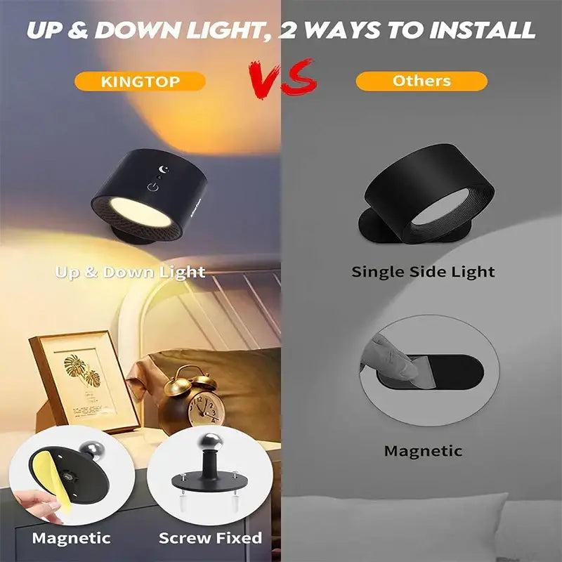 Modern black double head led wall lamp bedroom spotlight