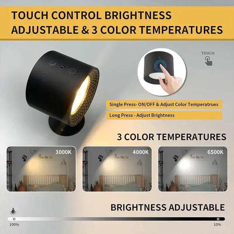 Modern black double head led wall lamp bedroom spotlight