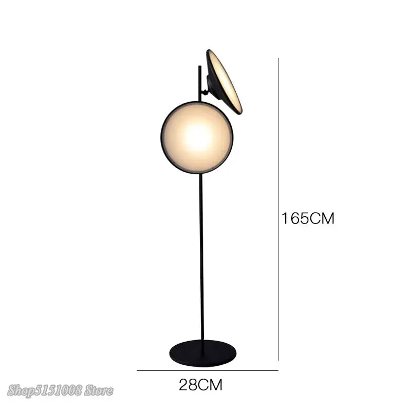 Modern black double horn radar floor lamp with living room spotlight