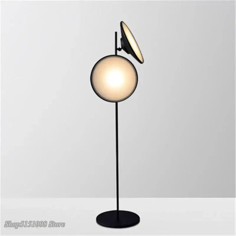 Modern black double horn radar floor lamp with living room spotlight
