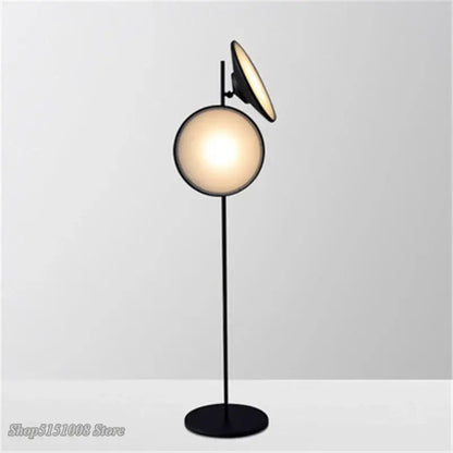 Modern black double horn radar floor lamp with living room spotlight