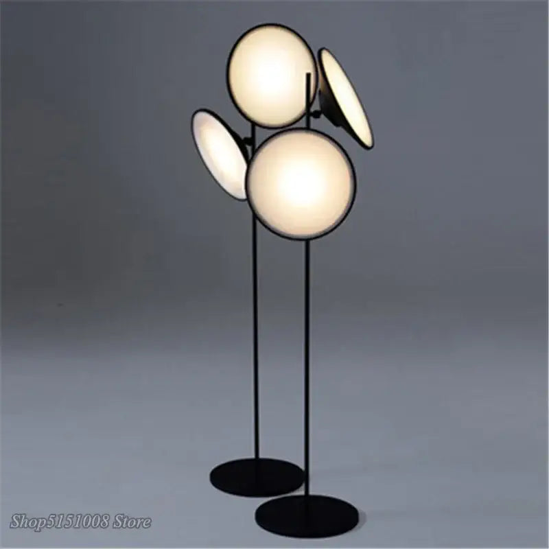 Modern black double horn radar floor lamp with living room spotlight