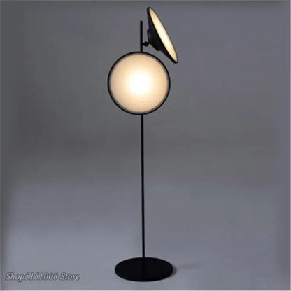 Modern black double horn radar floor lamp with living room spotlight