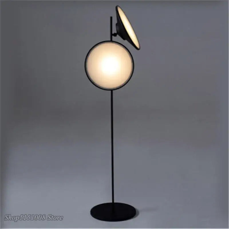 Modern black double horn radar floor lamp with living room spotlight