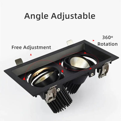 Modern black double ring led recessed ceiling light for living room
