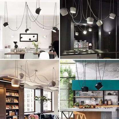 Modern black drum led pendant kitchen ceiling light