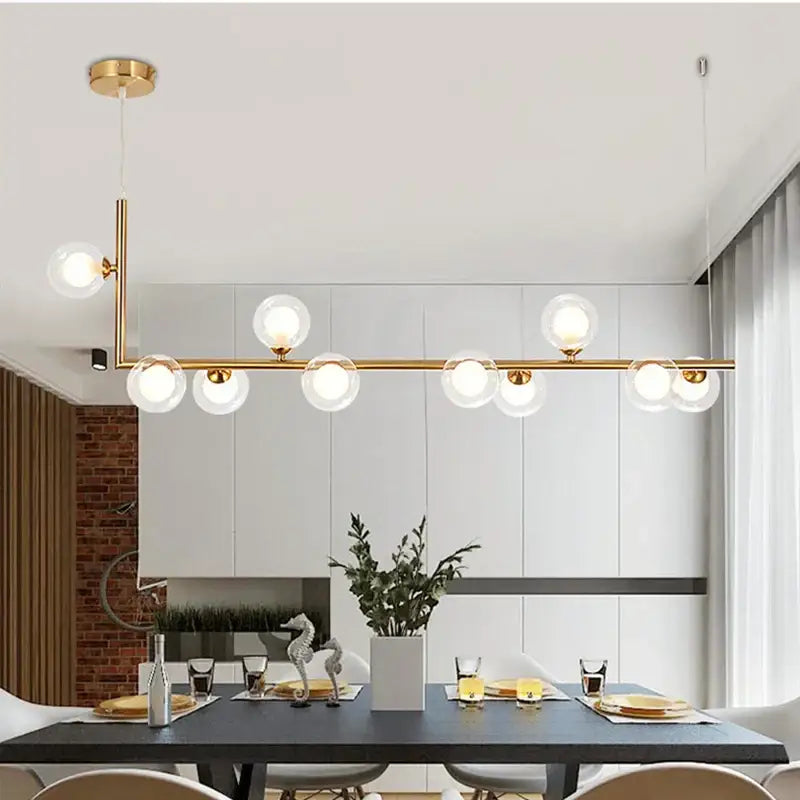 Modern black dual glass lamp ceiling chandelier dining room light