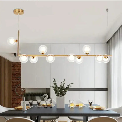 Modern black dual glass lamp ceiling chandelier dining room light