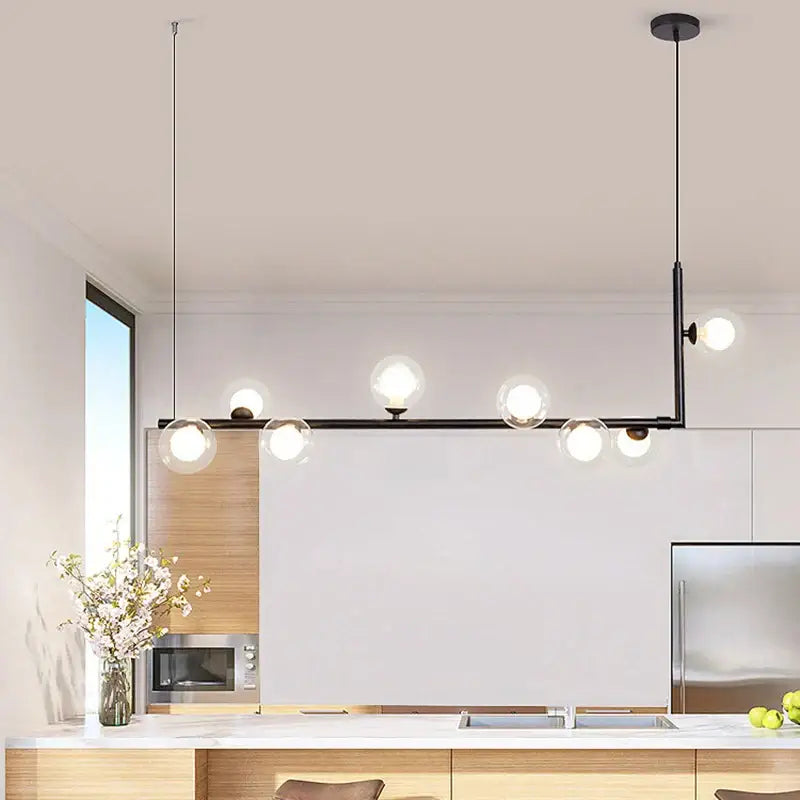 Modern black dual glass lamp ceiling chandelier dining room light