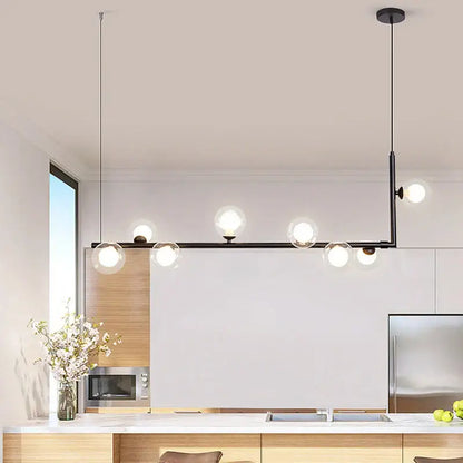 Modern black dual glass lamp ceiling chandelier dining room light