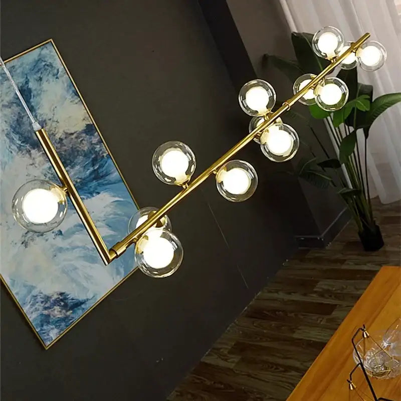 Modern black dual glass lamp ceiling chandelier dining room light
