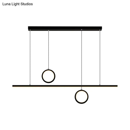 Modern black dual ring led island pendant light dining room