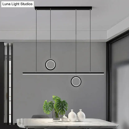 Modern black dual ring led island pendant light dining room