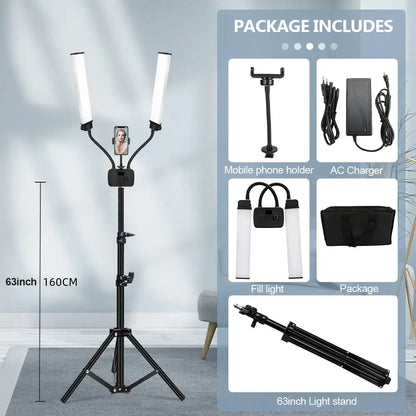 Modern black dualarm led beauty light with phone holder bedroom light
