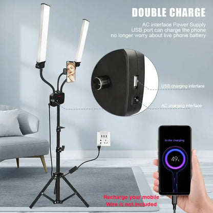 Modern black dualarm led beauty light with phone holder bedroom light