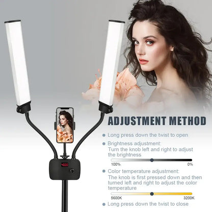 Modern black dualarm led beauty light with phone holder bedroom light