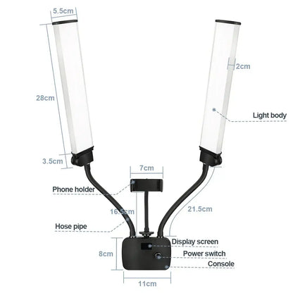 Modern black dualarm led beauty light with phone holder bedroom light