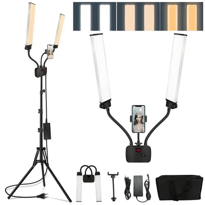 Modern black dualarm led beauty light with phone holder bedroom light