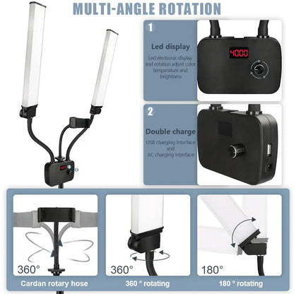 Modern black dualarm led beauty light with phone holder bedroom light