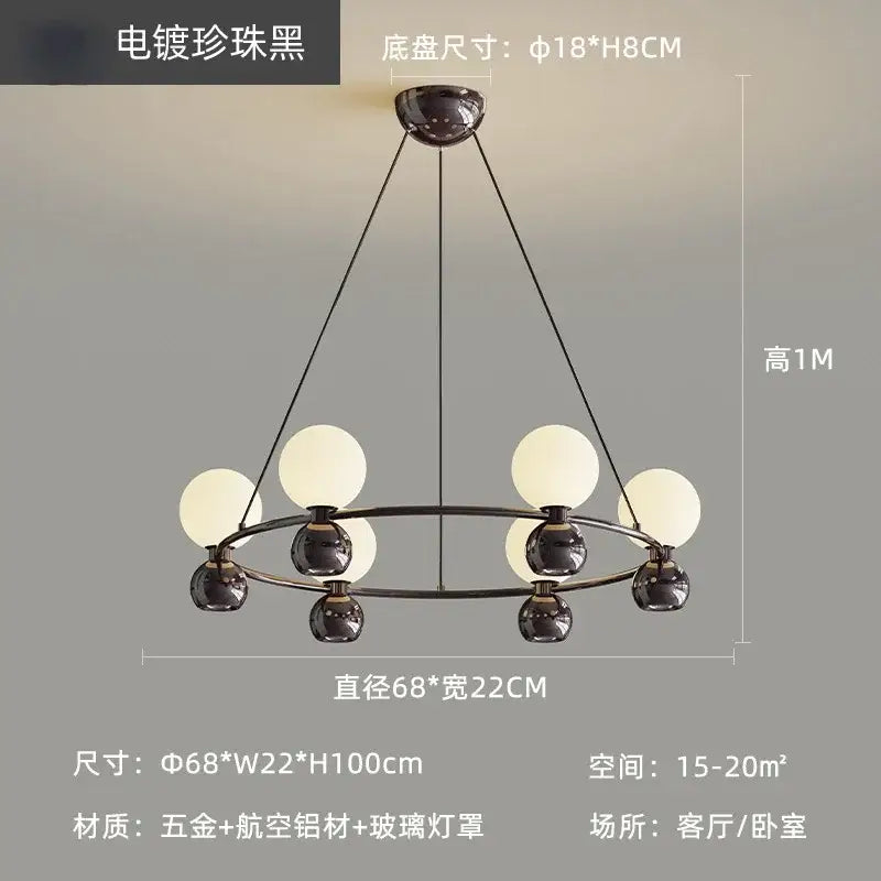 Modern black eight globe nordic pendant chandelier living room