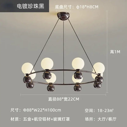 Modern black eight globe nordic pendant chandelier living room