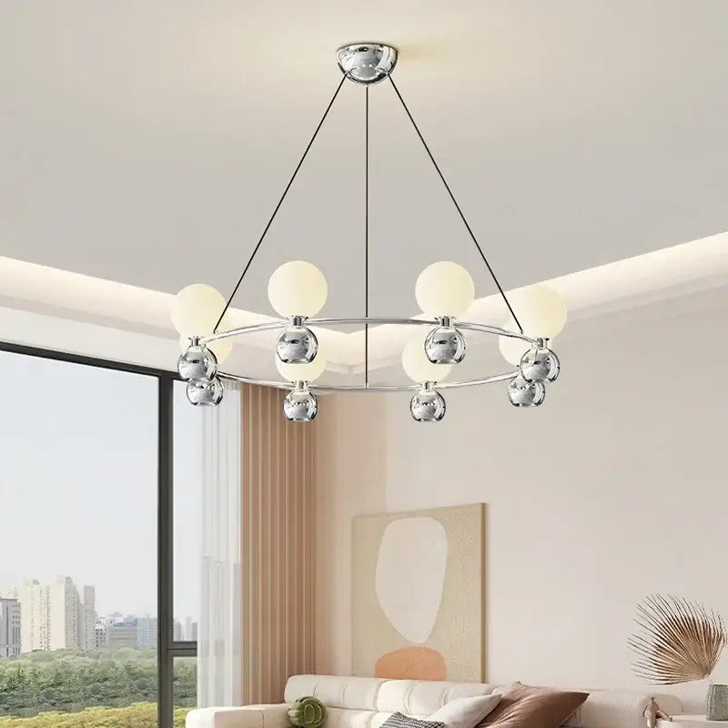 Modern black eight globe nordic pendant chandelier living room