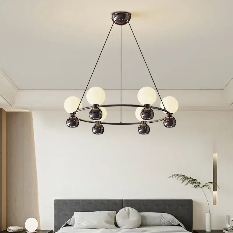 Modern black eight globe nordic pendant chandelier living room