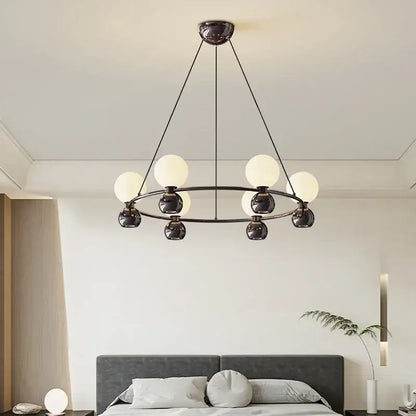 Modern black eight globe nordic pendant chandelier living room
