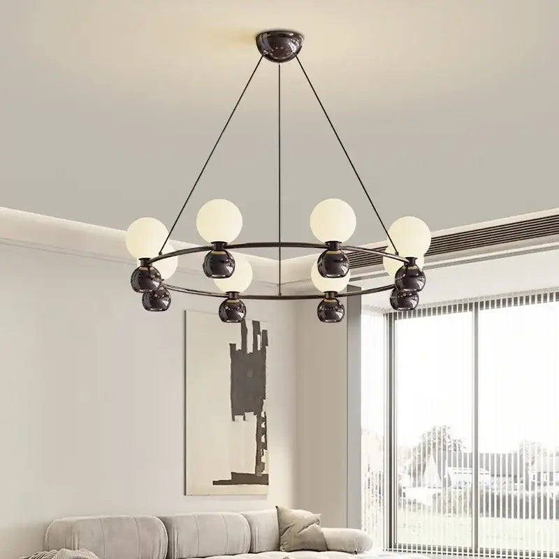 Modern black eight globe nordic pendant chandelier living room