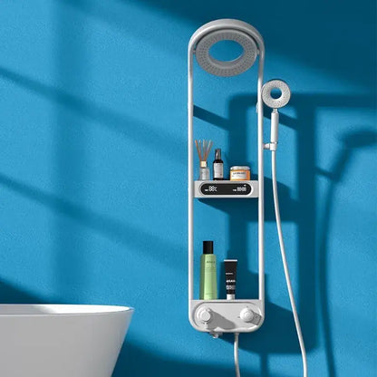 Modern black electric showerhead knobs column faucet – bathroom set