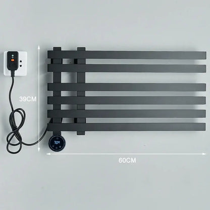 Modern black electric towel warmer rack bathroom digital display