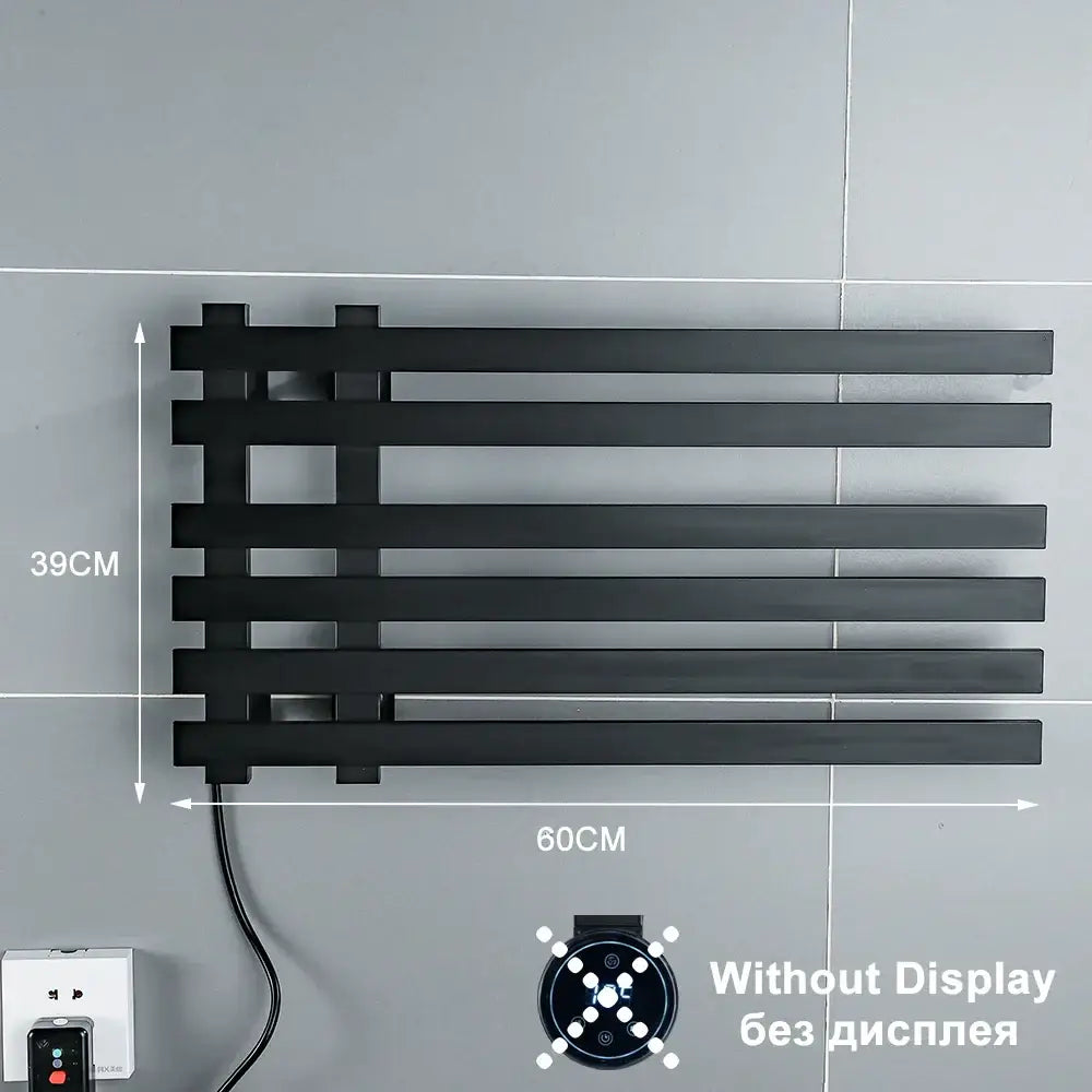 Modern black electric towel warmer rack bathroom digital display
