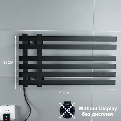Modern black electric towel warmer rack bathroom digital display