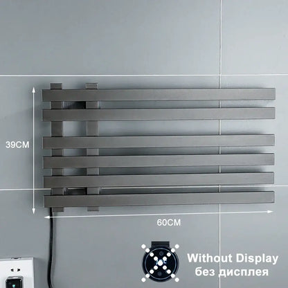 Modern black electric towel warmer rack bathroom digital display