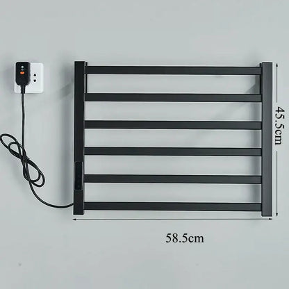 Modern black electric towel warmer with digital display for bathroom